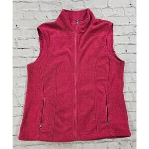 Eddie Bauer Vest Pink Fleece Full Zip Outdoor Hike WOMENS SIZE XL